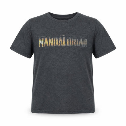 Front view of Star Wars boys’ grey mandalorian t-shirt 7-8 years