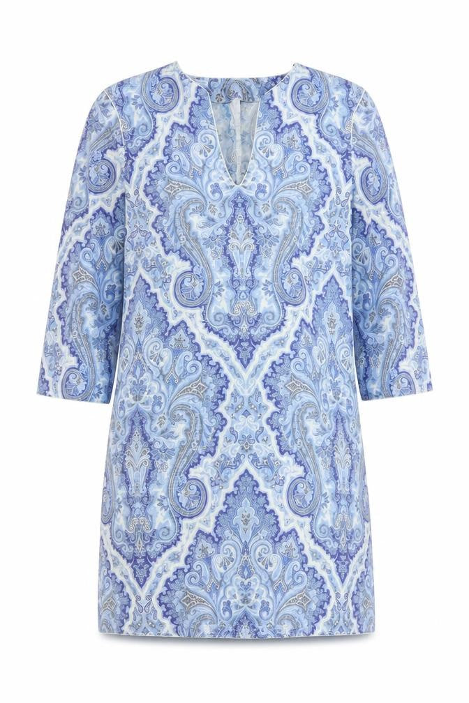 Zara Women Blue Cotton Paisley Shift Dress Size 6