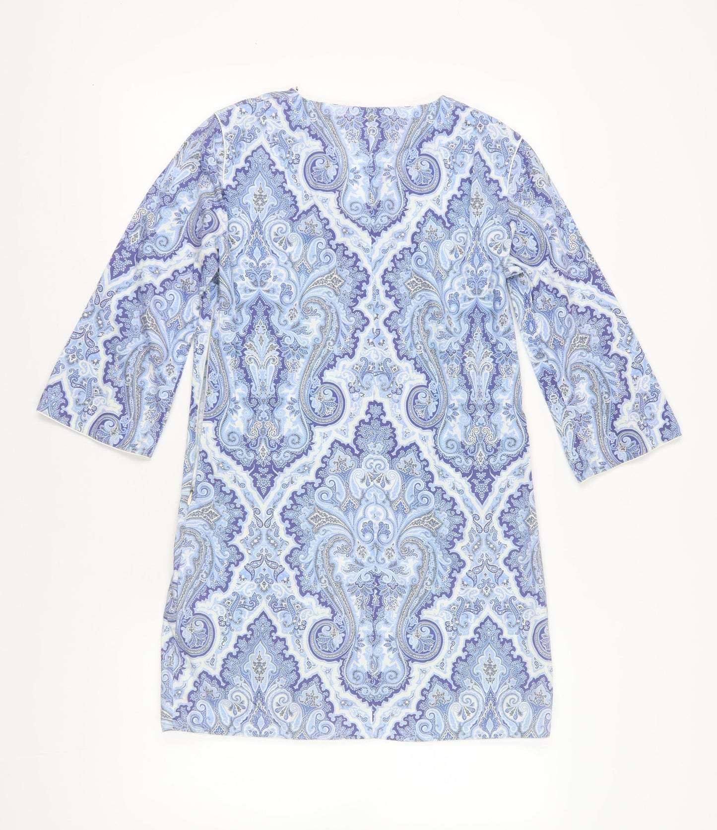 Zara Women Blue Cotton Paisley Shift Dress Size 6