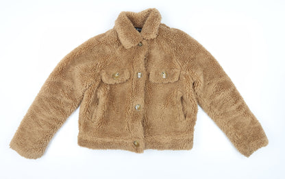 Additional front view of Missguided Women's Beige Bomber Jacket, size 8