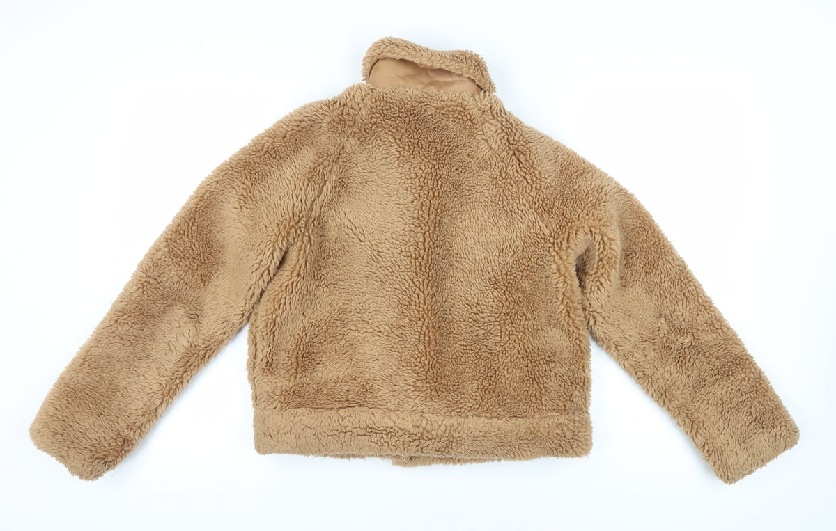 Back view of Missguided Women's Beige Bomber Jacket, size 8