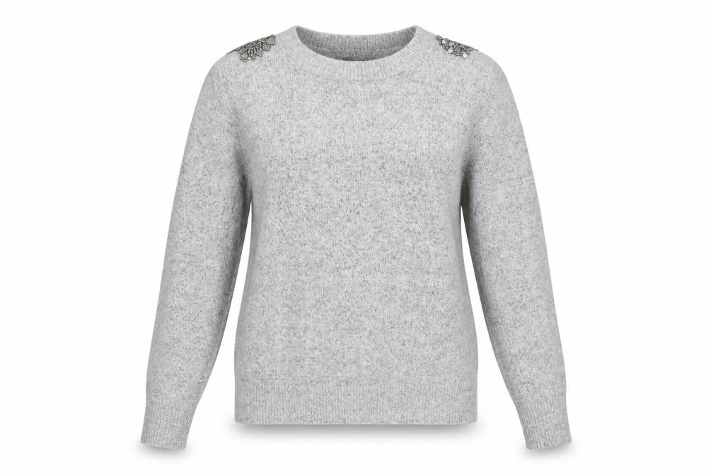 Oasis Women's Grey Pullover Jumper, S, Beaded Accents