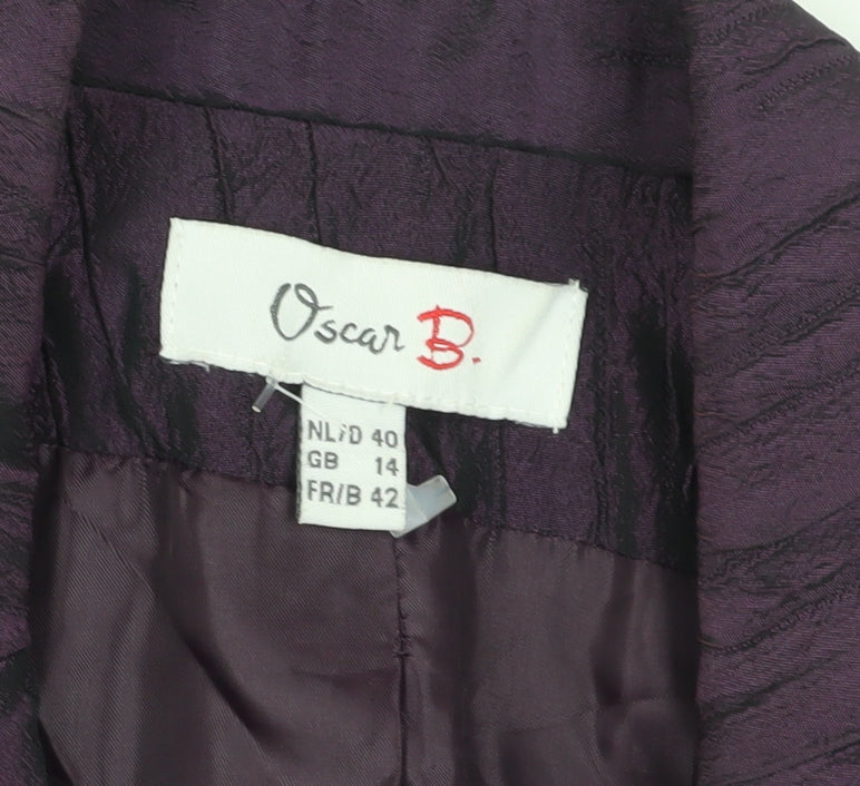Brand and care label for Oscar B. Women's Purple Blazer, size 14, Formal