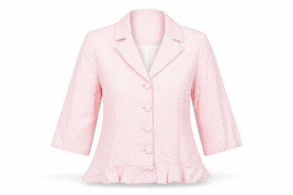 Régine Women’s Pink Check 3/4 Sleeve Blazer Size 10
