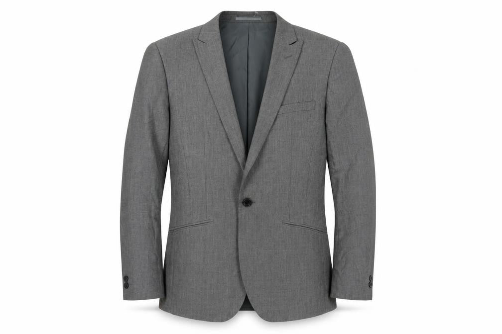 Moss London Men's Grey Blazer, Size 38, Long Fit