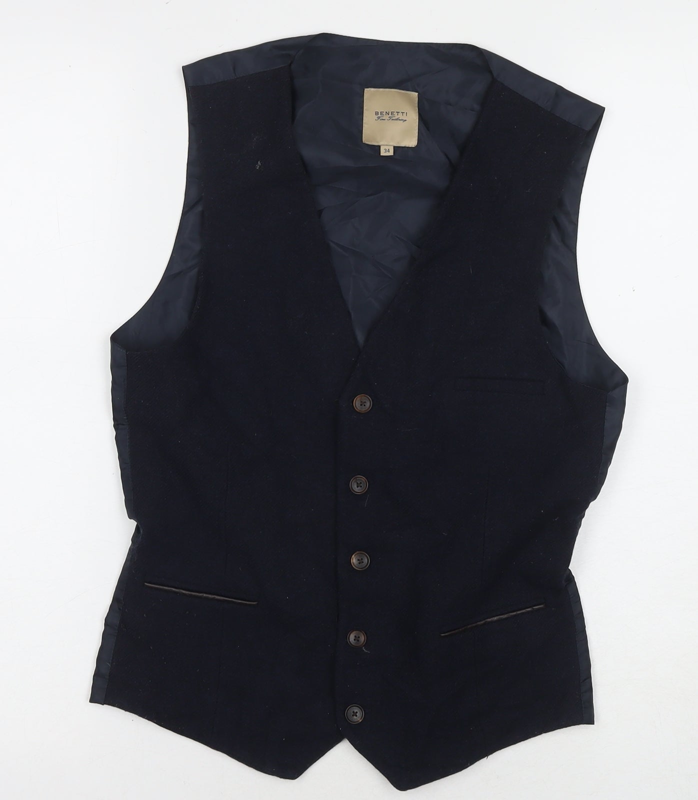 Benetti Men's Black Waistcoat 34 Formal Style