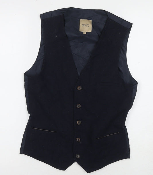 Benetti Men's Black Waistcoat 34 Formal Style