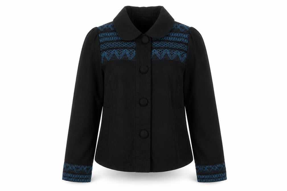 Red Herring Women's Black Embroidered Jacket Size 10