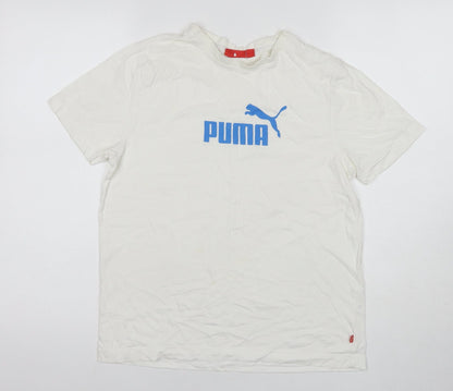 Additional front view of Puma boys’ white graphic print t-shirt xs regular fit