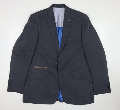 Additional front view of Hugo James Men's Blue Wool Blazer 44L Notch Lapel