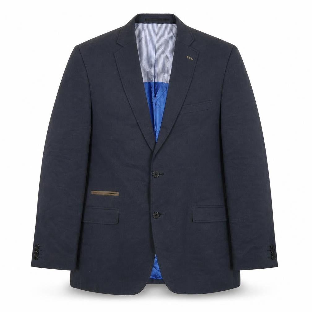 Hugo James Men's Blue Wool Blazer 44L Notch Lapel