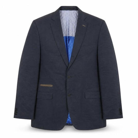 Hugo James Men's Blue Wool Blazer 44L Notch Lapel
