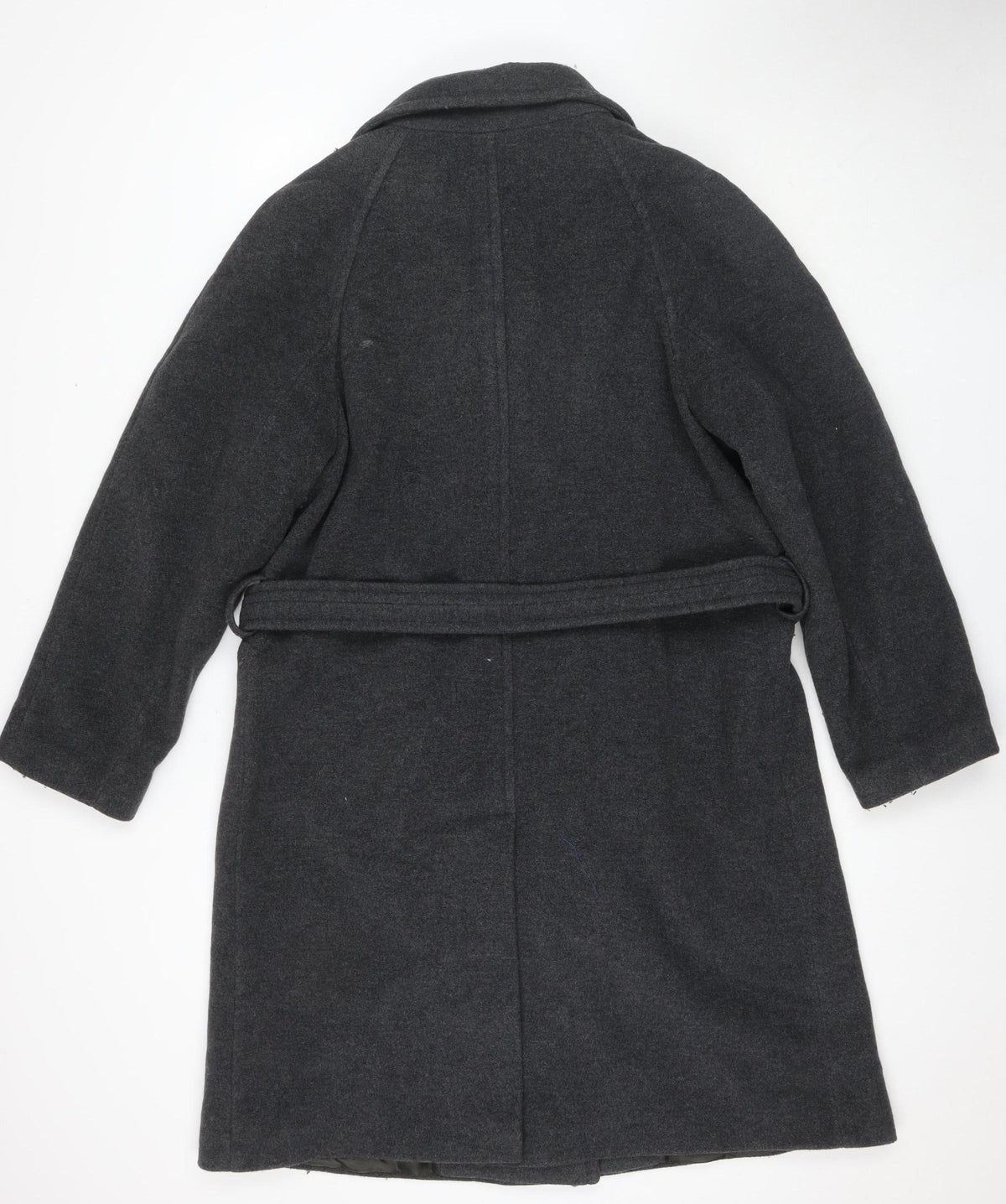 Back view of Anne Weyburn Women's Black Belted Overcoat UK 12