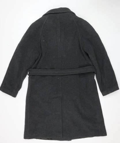 Back view of Anne Weyburn Women's Black Belted Overcoat UK 12