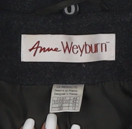 Close-up detail of Anne Weyburn Women's Black Belted Overcoat UK 12