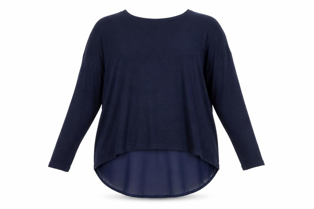 Label Lab Women's Blue Tunic Blouse, Size M, Round Neck