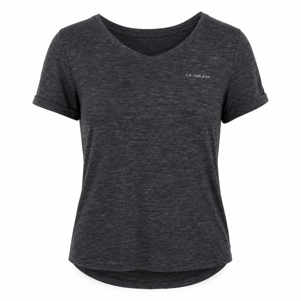 LA Gear Women's Black V-Neck Cropped T-Shirt Size 12