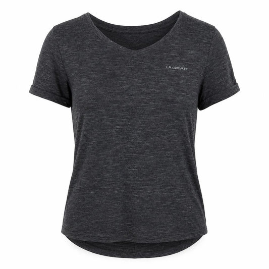 LA Gear Women's Black V-Neck Cropped T-Shirt Size 12