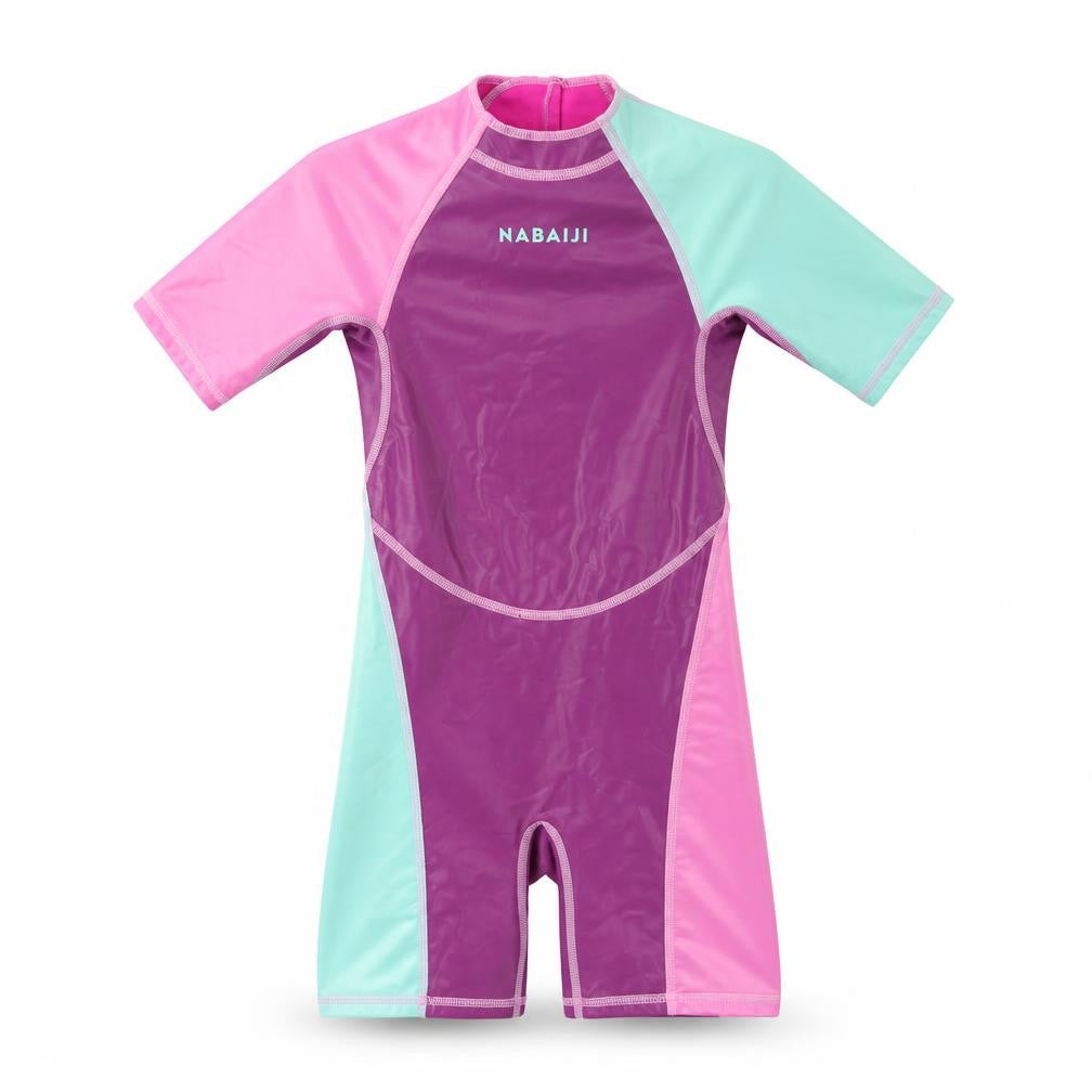 Decathlon Unisex Kids Rash Guard, Pink/Purple/Green, 6 Years