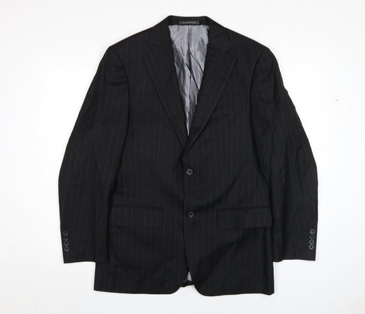 Greenwoods Men's Black Striped Suit Jacket 38R