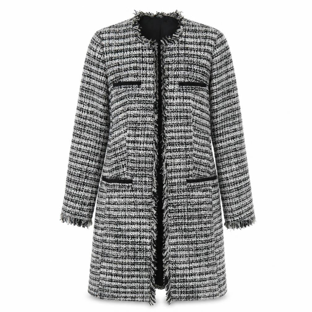 Kaleidoscope Women's Black White Check Coat, Size 10, Classic Style