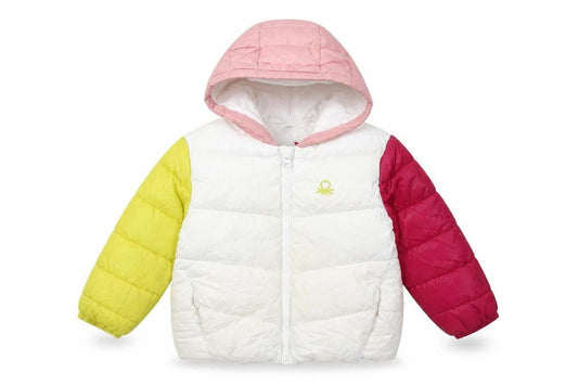 Benetton Girls Pink Multicolour Puffer Jacket Age 2-3