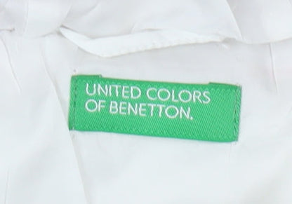 Close-up detail of Benetton girls’ pink multicolour puffer jacket age 2-3