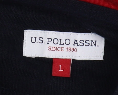 Close-up detail of U.S. Polo Assn. boys’ black l hoodie with full zip