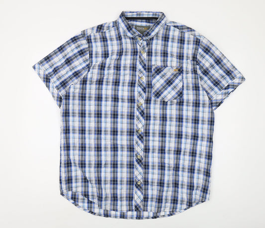 Regatta Men's Blue XL Plaid Short Sleeve Button-Up