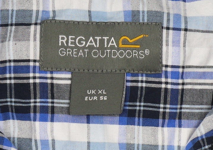 Regatta Men's Blue XL Plaid Short Sleeve Button-Up