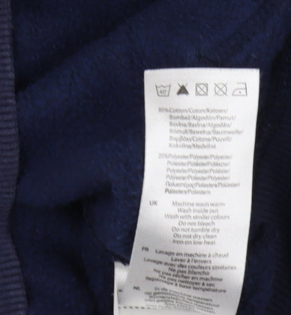 Brand and care label for SoulCal boys’ blue full zip regular fit hoodie