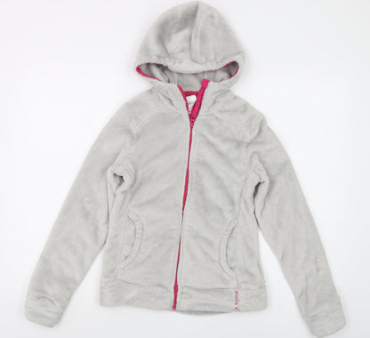 Additional front view of Decathlon girls’ grey fleece full zip hoodie 14 years