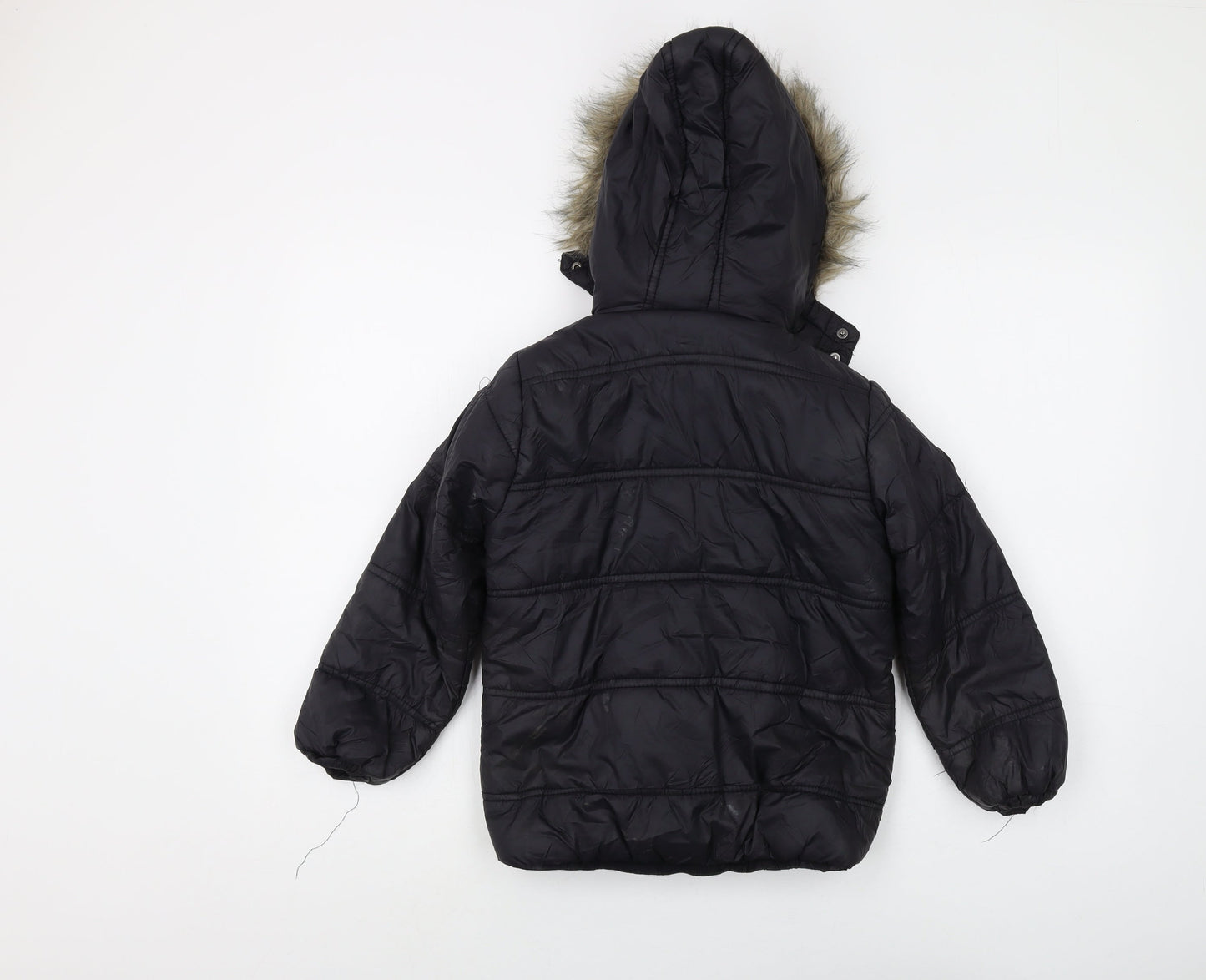 Firetrap Boys Black Puffer Jacket 6-7 Winter Hooded