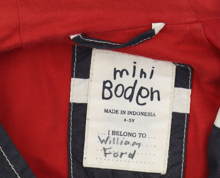 Mini Boden Boys Black Striped Puffer Jacket 4-5Y