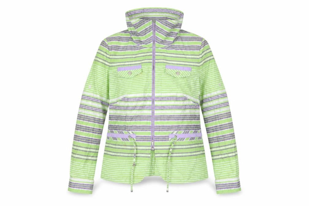 Biasler Women's Green Striped Windbreaker Jacket Size 12