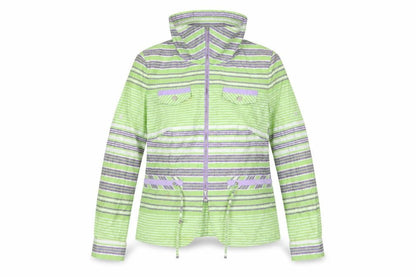 Biasler Women's Green Striped Windbreaker Jacket Size 12