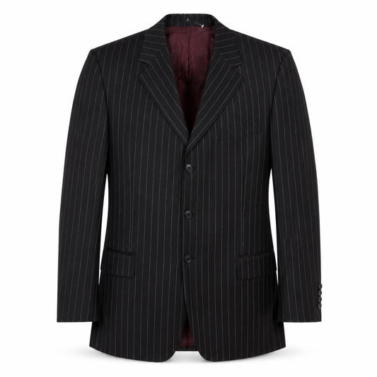Dehavilland Men's Black Stripe Blazer, Size 42R, Wool