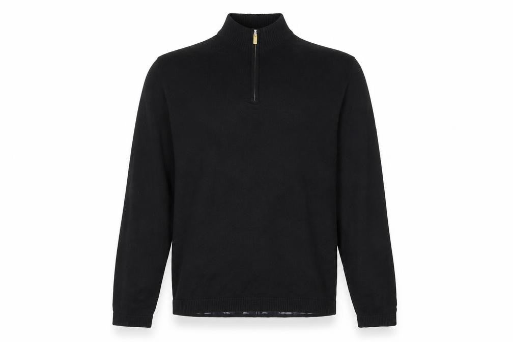 Crane Men's Black Medium 1/4 Zip Jumper, Acrylic-Wool Blend