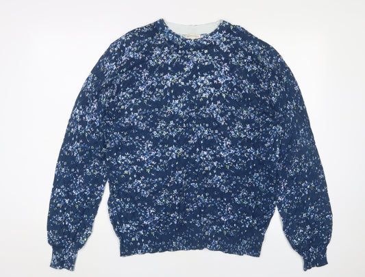 Monsoon Women's Blue Floral Pullover Jumper L