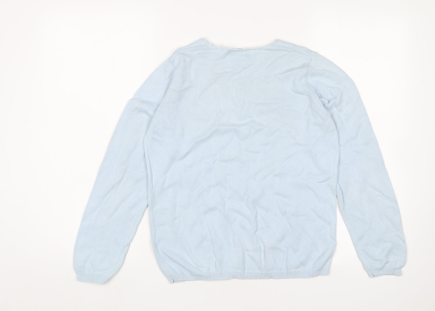 Jumper Women's Blue Embroidered Cotton Jumper - Small