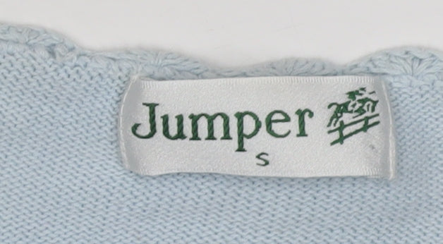 Jumper Women's Blue Embroidered Cotton Jumper - Small