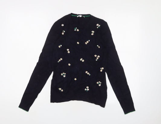 Warehouse Women's Blue Embroidered Pullover Jumper Size 4