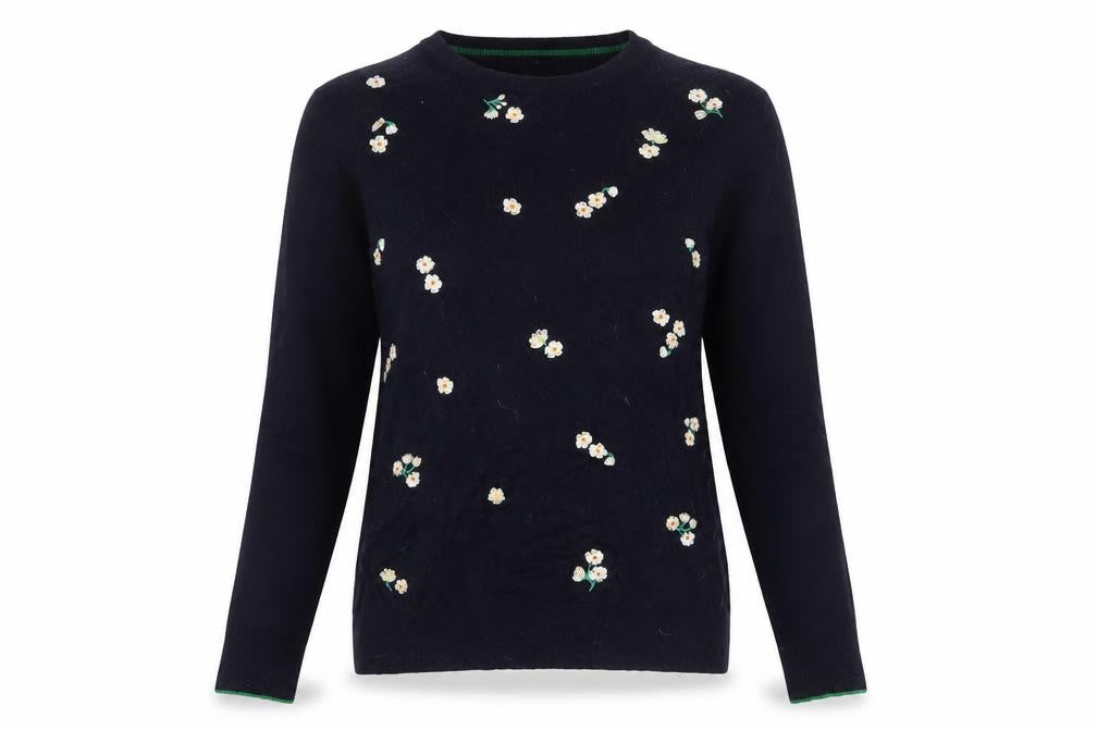 Warehouse Women's Blue Embroidered Pullover Jumper Size 4