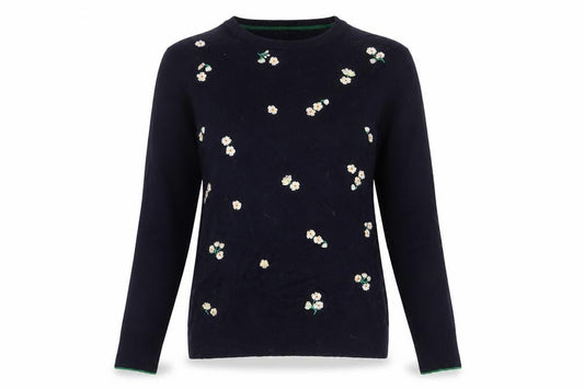 Warehouse Women's Blue Embroidered Pullover Jumper Size 4