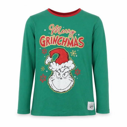 The Grinch Boys Green Christmas T-Shirt, Size 10-11, Long Sleeve