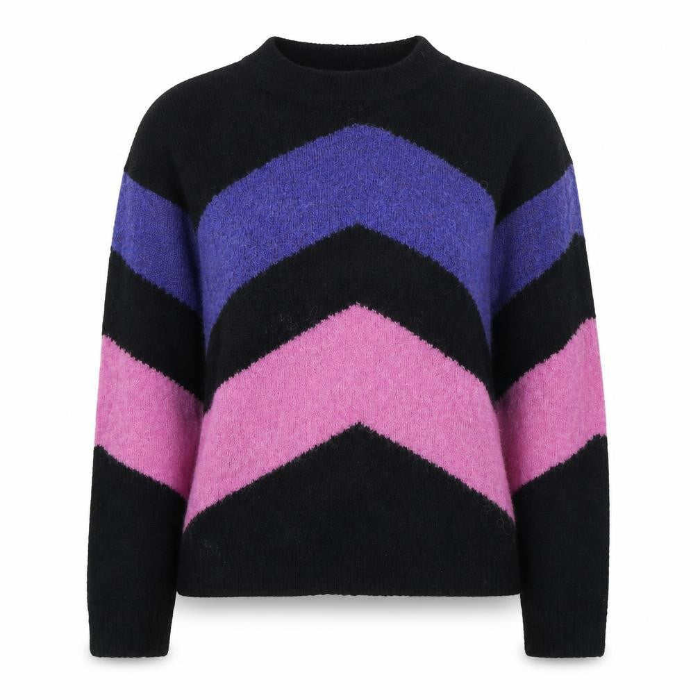 Vero Moda Women's Black Pink S Geometric Knit Jumper
