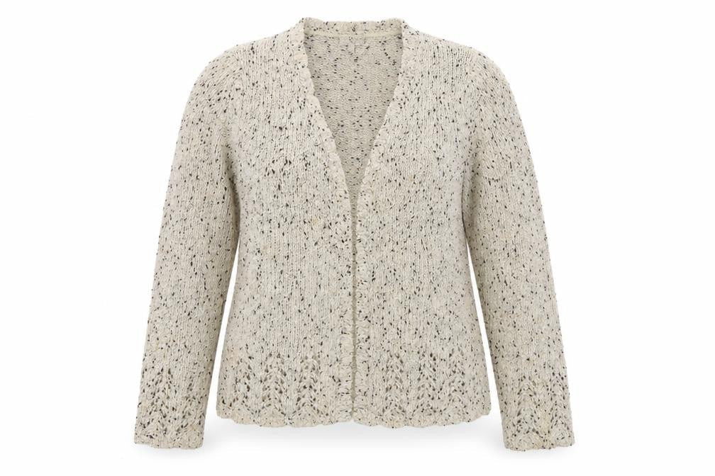 Country Casuals Women's Beige V-Neck Silk Blend Cardigan, Size S