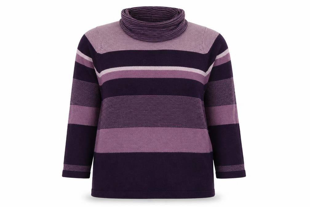 Isle Women's Multicoloured XL Striped Cowl Neck Pullover