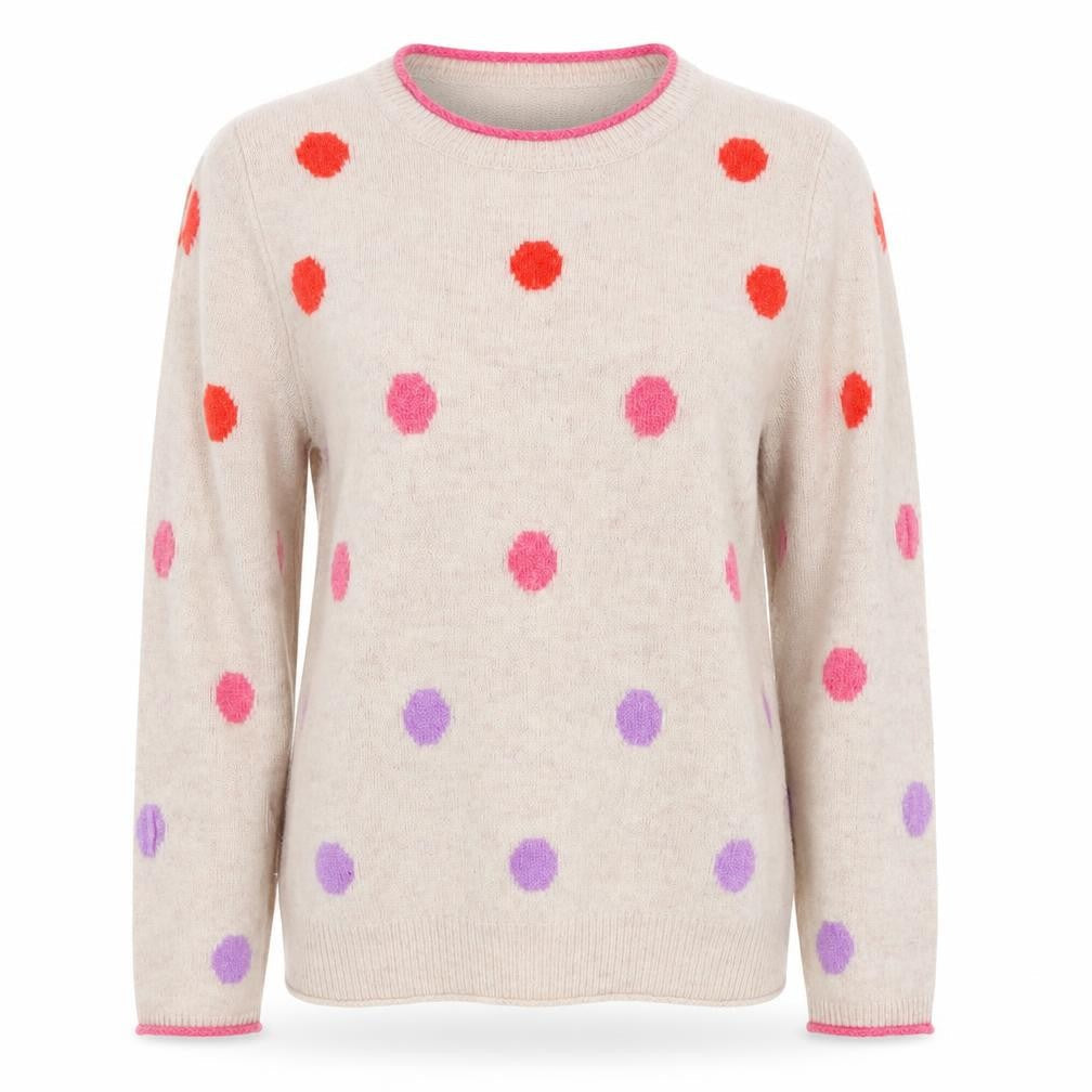 Arabella & Addison Women's Beige Polka Dot Jumper S
