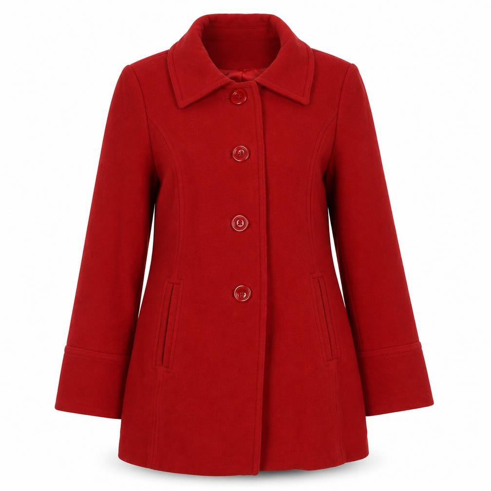 Planet Women's Red Wool Blend Mid-Length Overcoat, Size 8